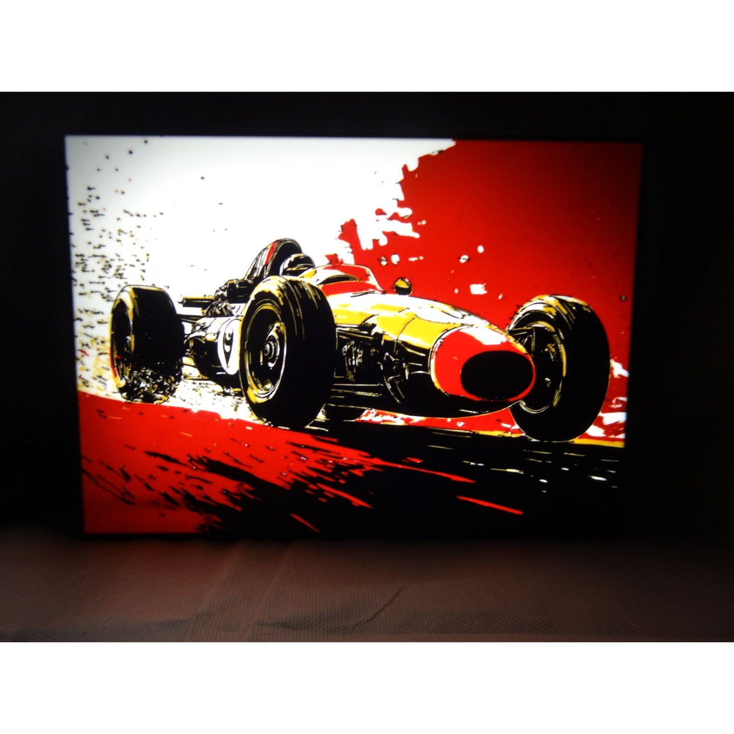 Retro Race Car LED Light Wall Art With USB Connection