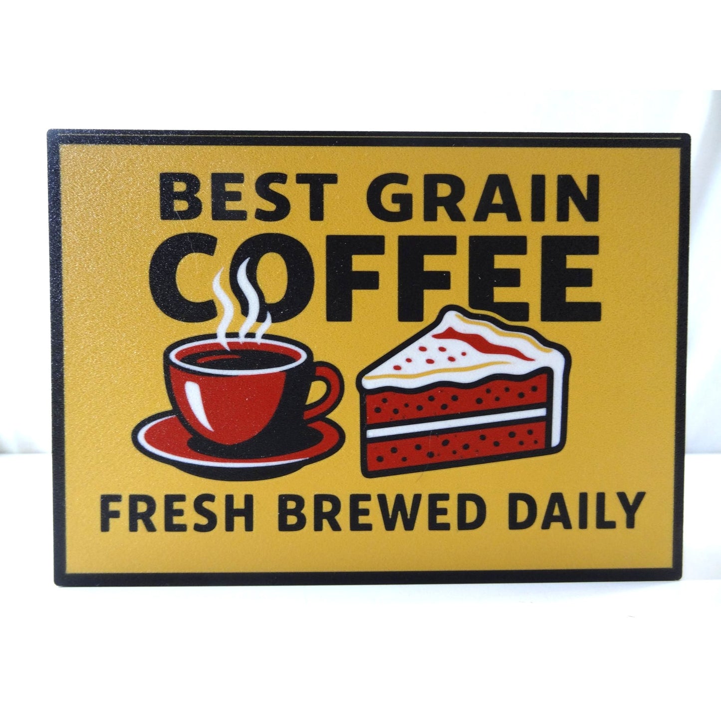 Best Grain Coffee LED Light-Up Sign With USB Power & Cake Graphic
