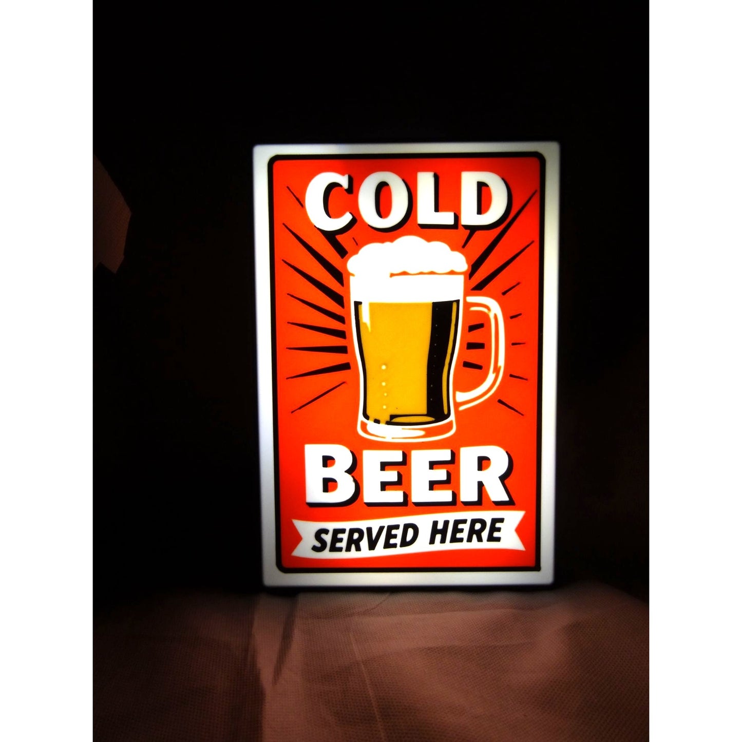 Cold Beer Served Here LED Light Up Wall Sign