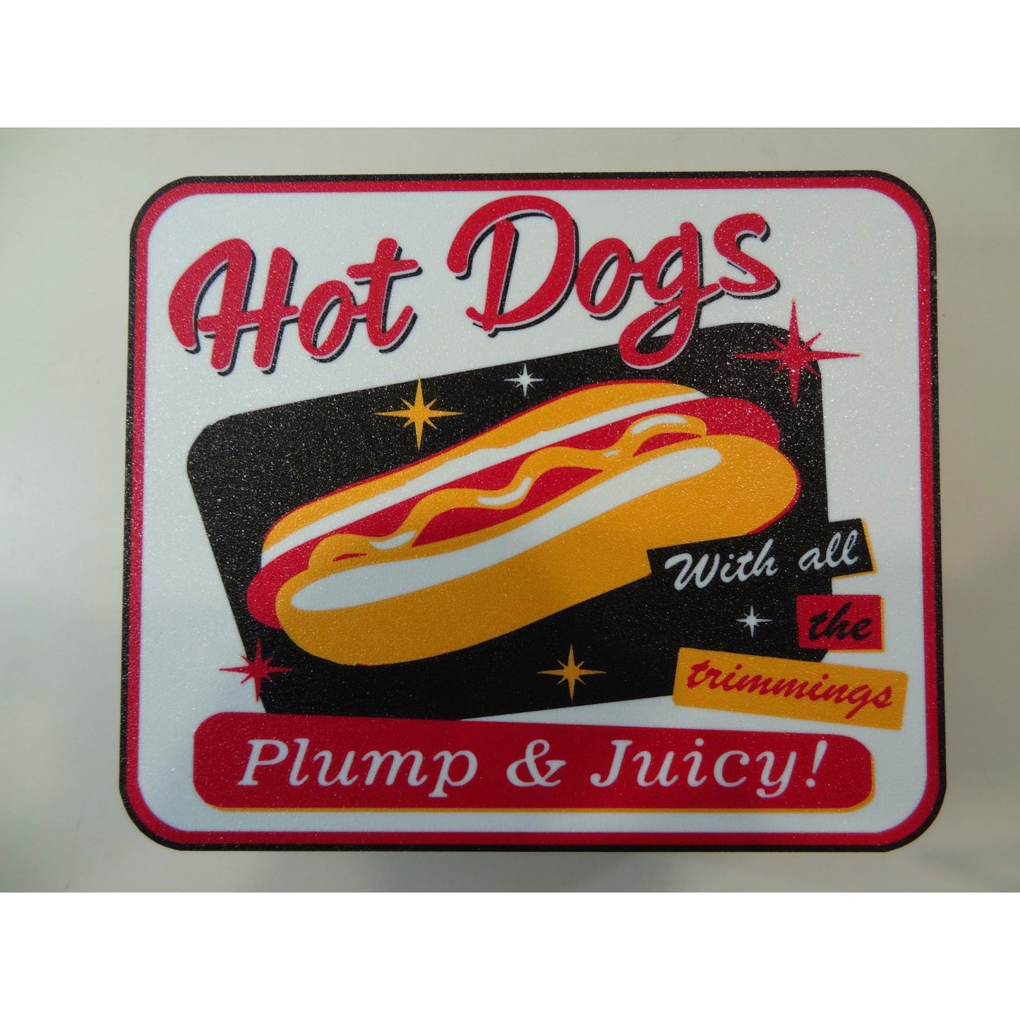 Retro Style LED Hot Dogs Sign With "Plump & Juicy!" Text