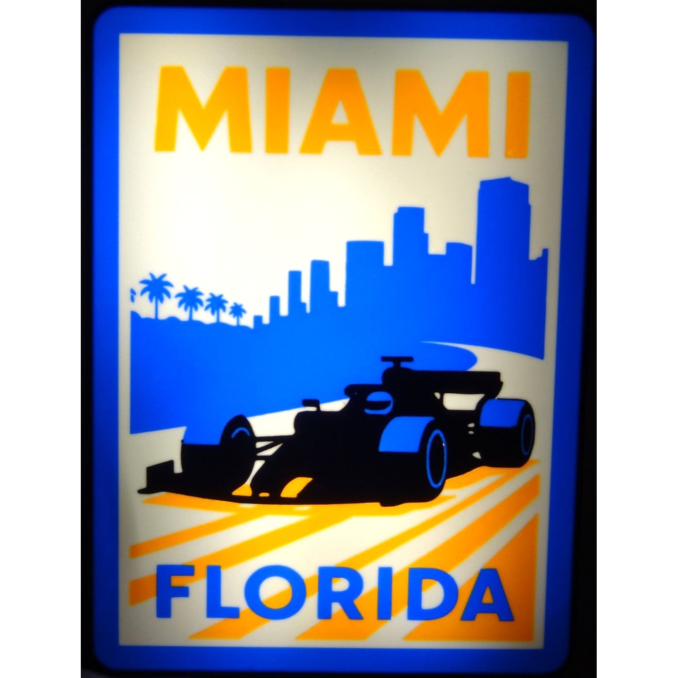Miami Florida Racing-Inspired LED Wall Sign With USB Plug-In