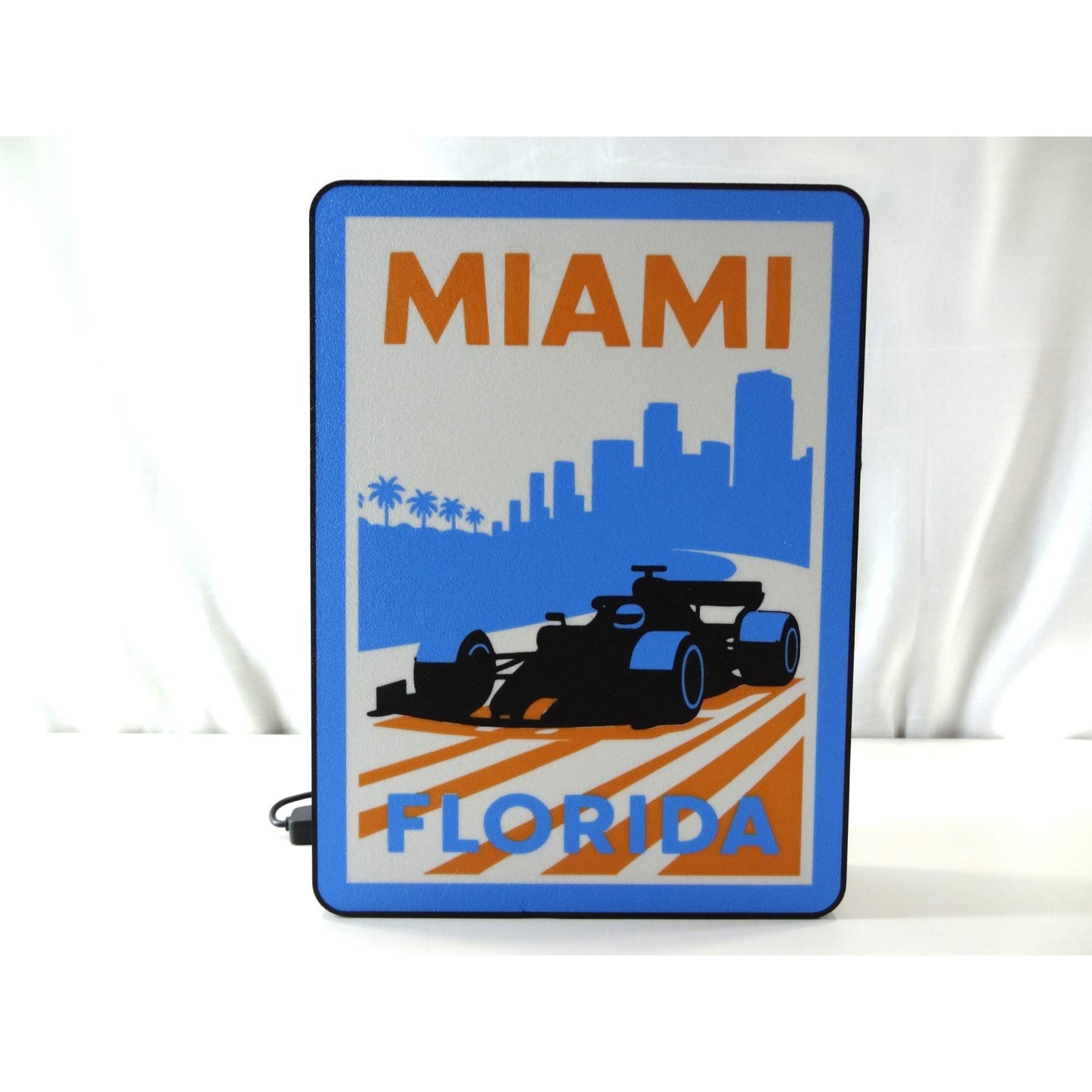 Miami Florida Racing-Inspired LED Wall Sign With USB Plug-In