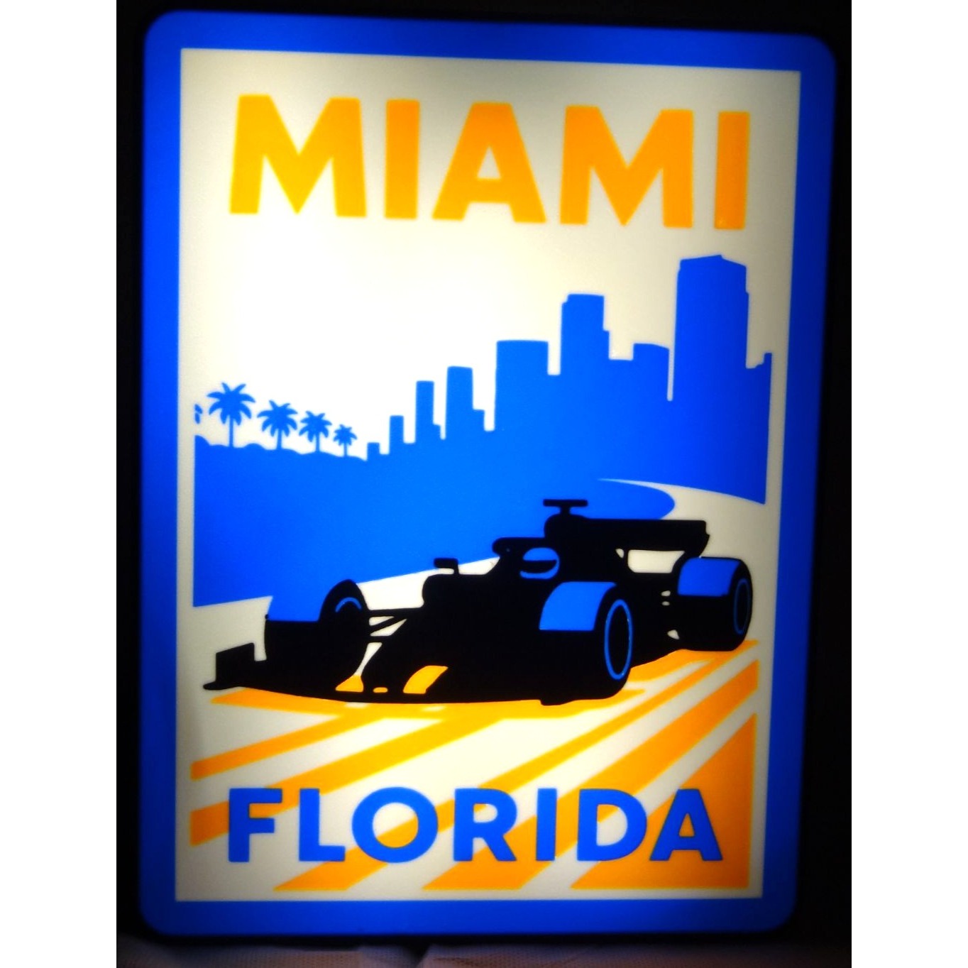 Miami Florida Racing-Inspired LED Wall Sign With USB Plug-In