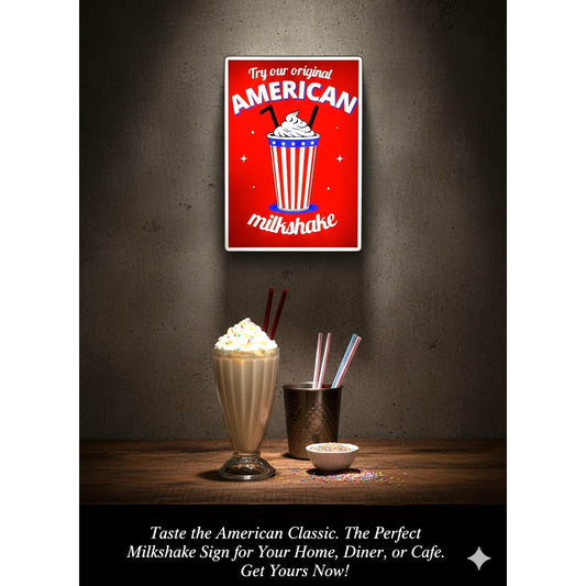 American Milkshake Retro LED Light box  Sign Decor