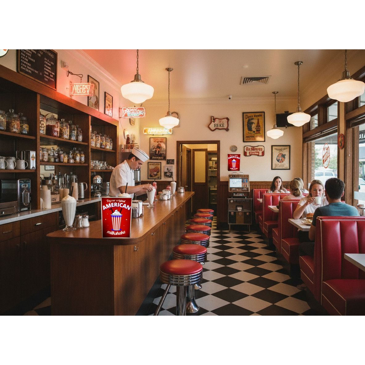 American Milkshake Retro LED Light box  Sign Decor