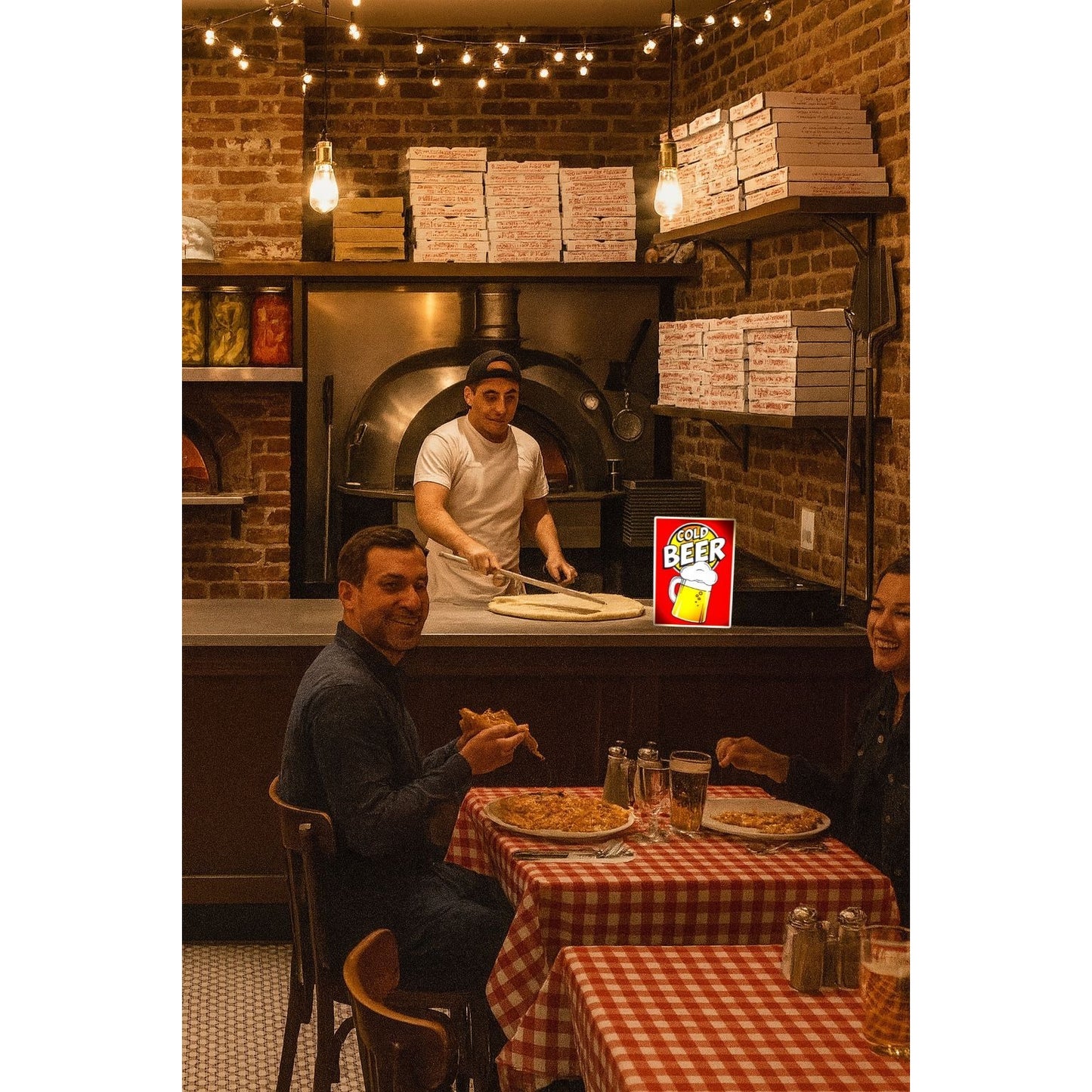 Cold Beer LED Light-Up Wall Sign With USB Power & Bright Colors