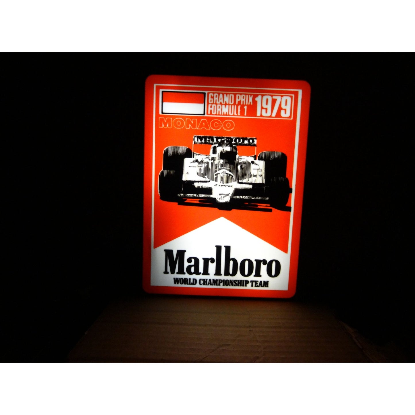 Marlboro Grand Prix Formula 1 1979 Monaco Racing Light-Up Sign light box with dimmer switch