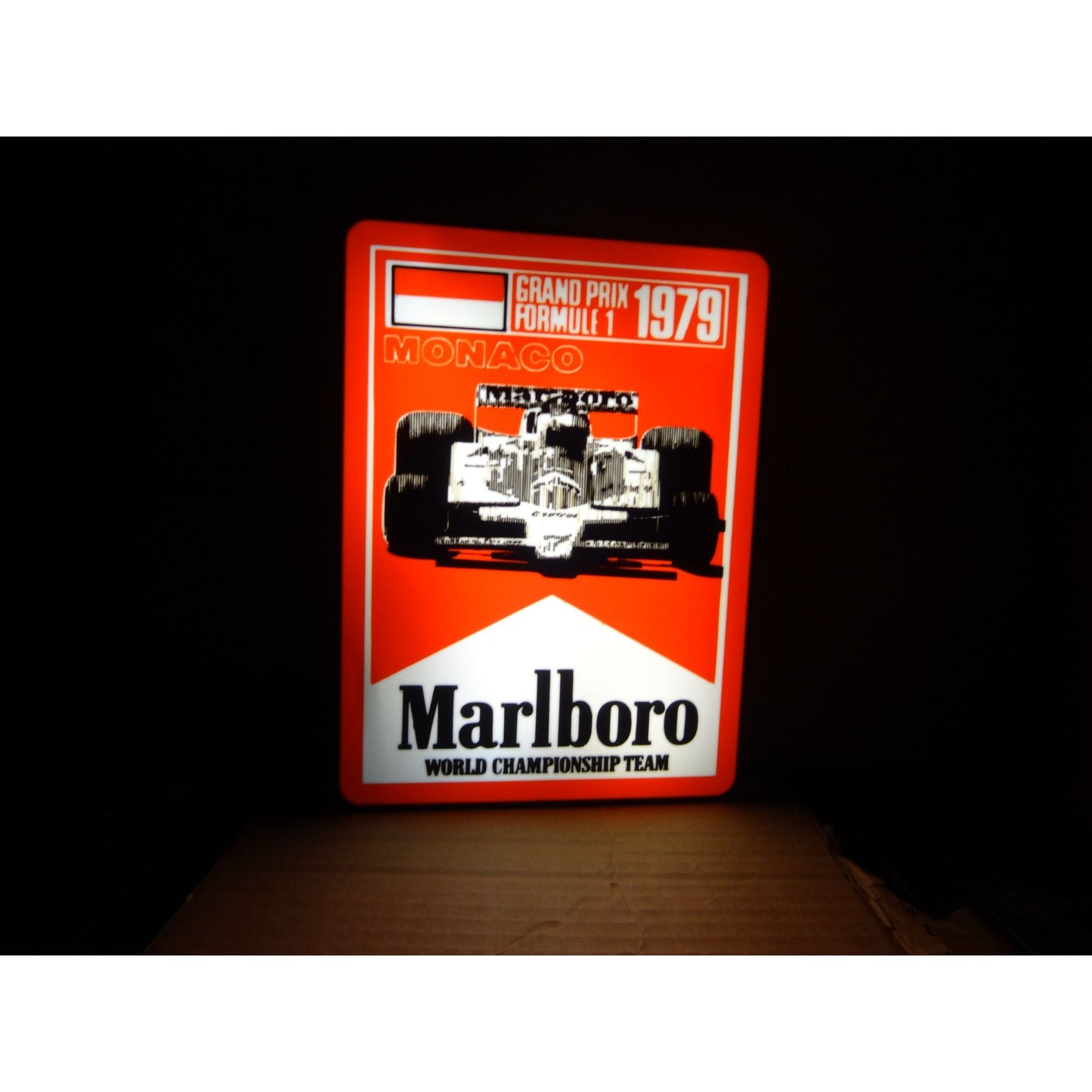 Marlboro Grand Prix Formula 1 1979 Monaco Racing Light-Up Sign light box with dimmer switch