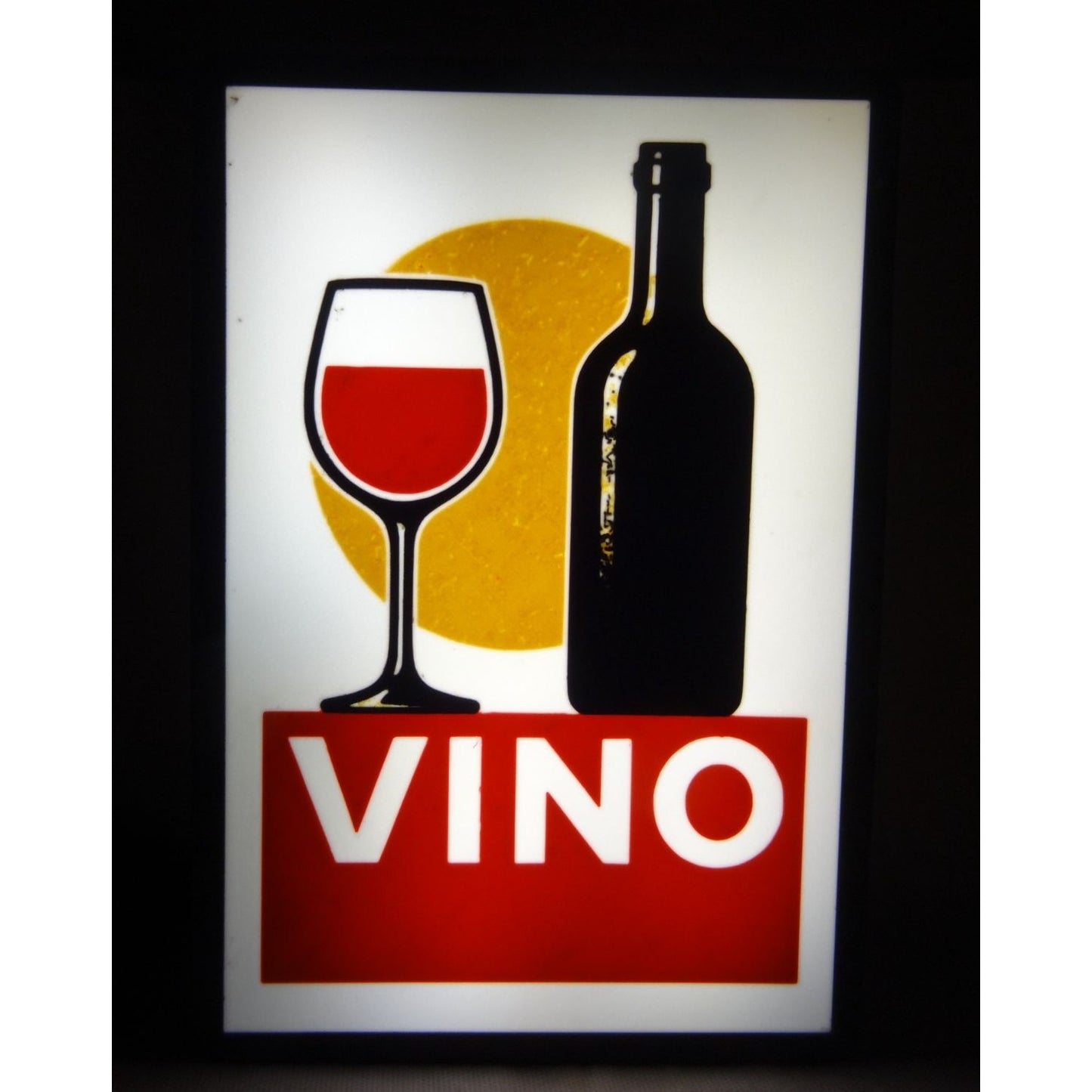Vino Wine-Themed Light-Up Wall Sign With Bottle & Glass Design