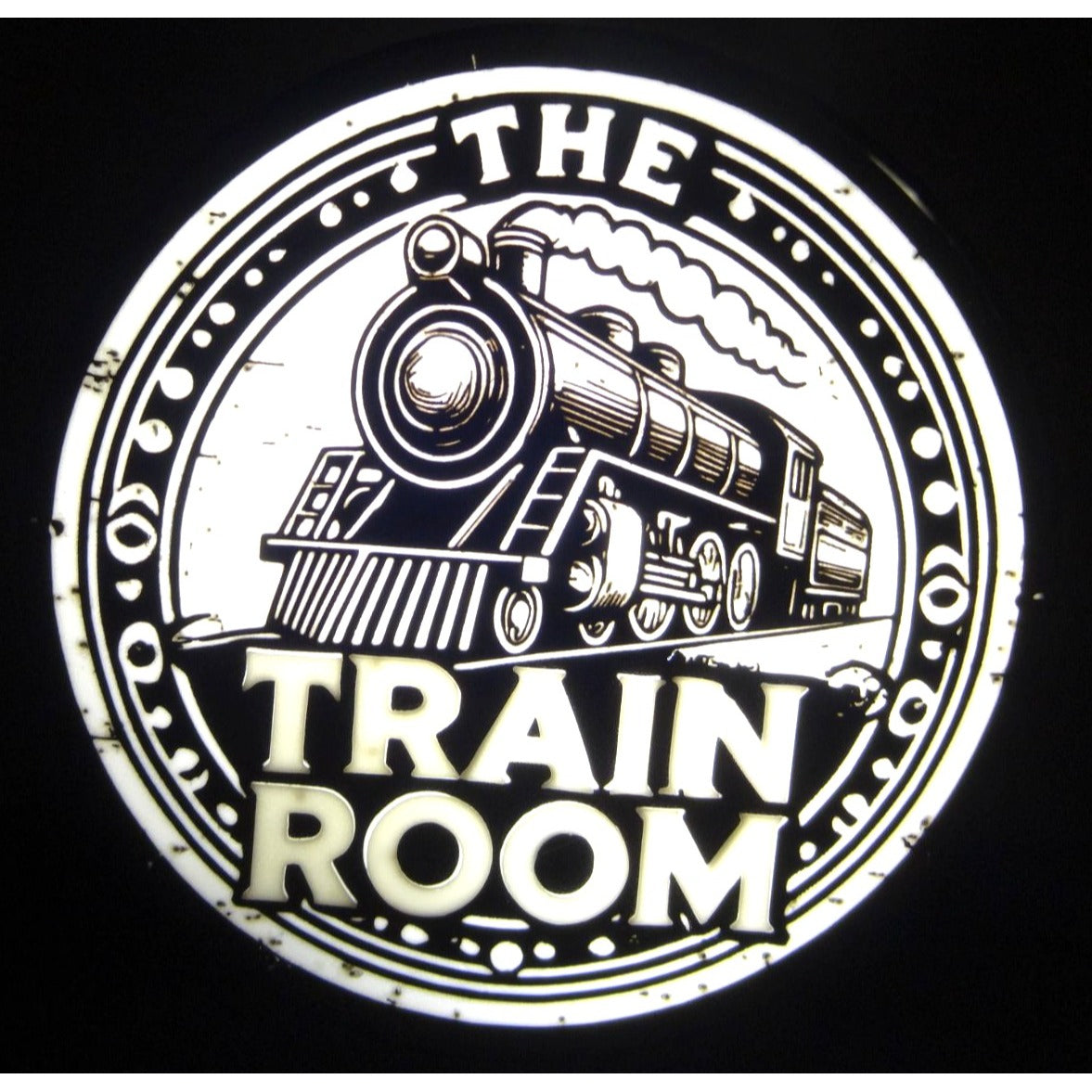 The Train Room LED Light Sign With USB Cord and dimmer switch