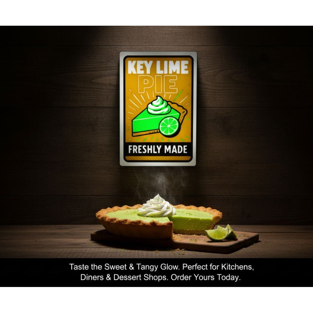 Key Lime Pie Freshly Made LED Light-Up Wall Sign For Coffee shops & Diners