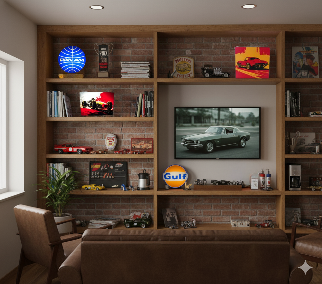 Retro Race Car LED Light Wall Art With USB Connection