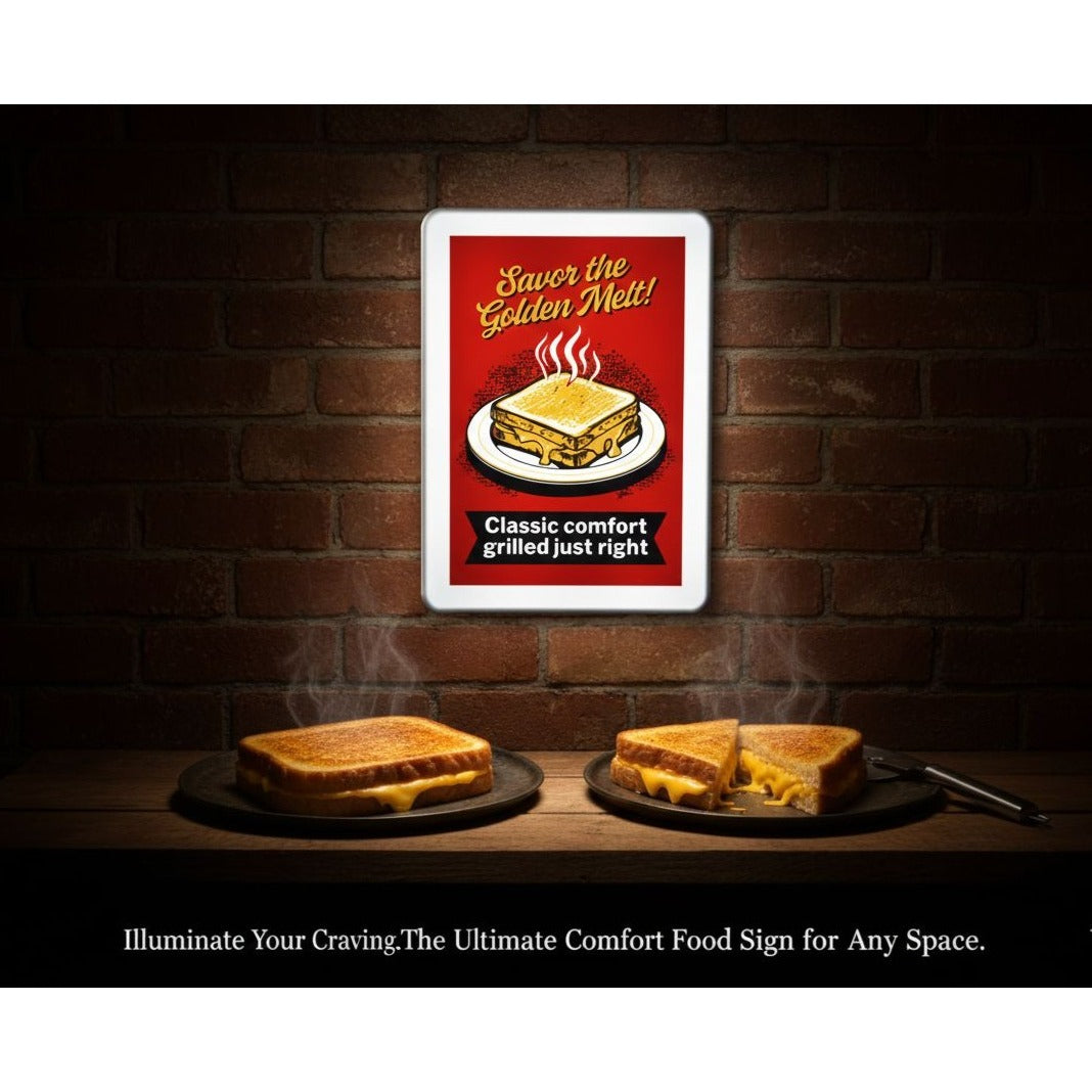 Grilled Cheese -Savor The Golden Melt LED Backlit Sign