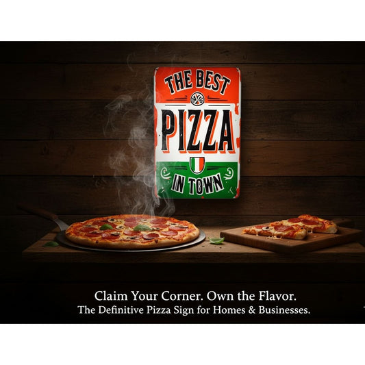 The Best Pizza In Town LED Lightbox Sign - Retro Italian Decor With Bold Colors For Restaurants Or Kitchens